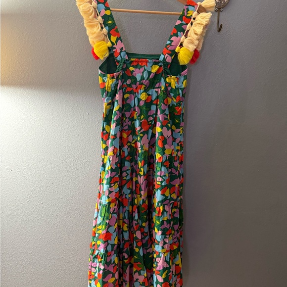 J. Crew Multicolor Floral Tiered Dress with Pom-Strap Detail - Picture 5 of 6